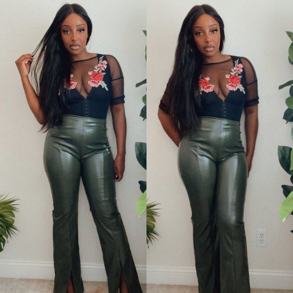 Split Hem Vegan Leather Pant - Picture 4 of 6